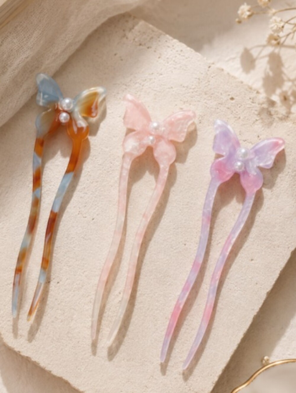 🦋 Butterfly Pearl Hair Forks